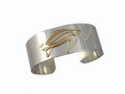 Ss and 14k single Turtle Cuff