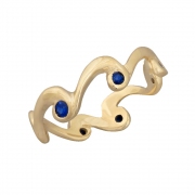 14k gold and blue sapphire wave ring