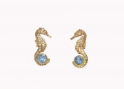 14k gold seahorse earrings with sapphires