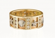 14k Gold Nautical Ring with Diamond N