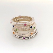 Sterling silver sea grass stone stackable rings