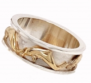 Sterling silver and 14k gold dolphin ring