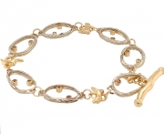 14k white and yellow gold sea grass dia bracelet