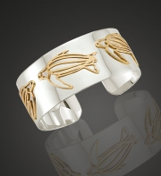 Ss &amp; 14k Gold Leatherback Turtle Cuff