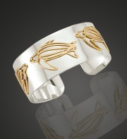 Ss & 14k Gold Leatherback Turtle Cuff