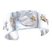 Sterling silver and 14k gold-shell-and-reef-life