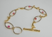 14k White and Yellow Gold Sea Grass Bracelet with Pink Sapphires