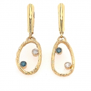 14k gold sea grass loops with blue and white diamonds
