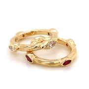 14k gold sea grass marquise stackables