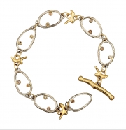 14k white and yellow gold sea grass dia bracelet