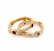 14k gold sea grass stackable rings