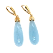 14k Gold Sea Grass Aquamarine Drops