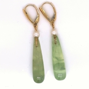 14k Gold Apple Green Prehnite Drops