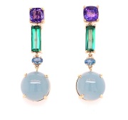 Tanzanite, Blue green Tourmaline and Aquamarine Drops
