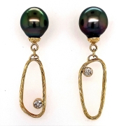 Tahitian Pearl and Diamond Earrings