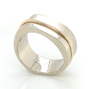 Sterling silver and 14k gold wide band
