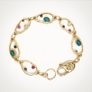 14k Gold Sea Grass Link with Sapphires and Opals