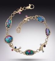 Boulder Opal Bracelet with Sapphire and Ruby