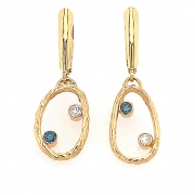 14k gold sea grass loops with blue and white diamonds