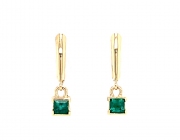14k gold faceted emerald drop earrings