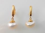 14k Gold Sea Grass Baroque Pearl Drops