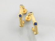 14k Gold Sea Grass Hoops with Sapphires