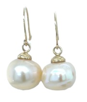 14k gold fresh water baroque pearl earrings