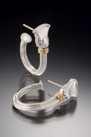 Sterling Silver and 14k Gold Sea Flower Hoop Earrings