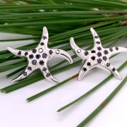 Sterling Black Diamond Starfish Earrings