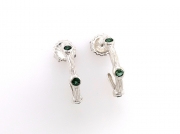 Sterling silver sea grass hoops with green tourmaline