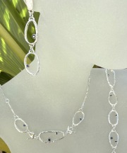 Sterling Silver and 14k Gold Sea Grass Sapphire Earrings