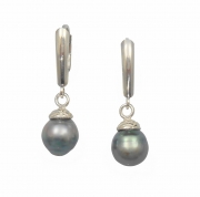 Sterling Silver and Tahitian Pearl Earrings