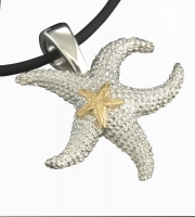 Sterling Silver and 14k Gold Sea Star Pendant