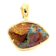 14k Gold Sea Grass Enhancer with Boulder Opal Matrix
