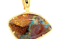 14k Gold Sea Grass Enhancer with Boulder Opal Matrix