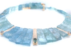14k Gold Aquamarine and Sapphire Collar