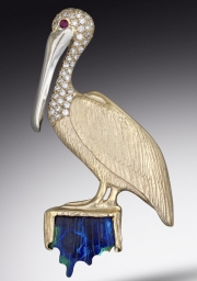14k Gold Pelican Pendant and Brooch