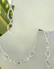 Sterling Silver and 14k Gold Sea Grass Sapphire Necklace