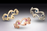 14k Gold Sapphire Wave Rings