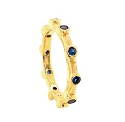 14k gold sea grass eternity band with sapphires