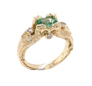 14k Gold Seahorse Ring with Paraiba  Tourmaline