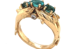 14k Gold Dolphin Ring with Paraiba Tourmaline