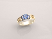 Sterling Silver and 14k Gold Braided Nautical Ring with Tanzanite and Sapphires
