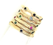 14k gold sea grass stackable birthstone rings