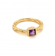 14k gold sea grass stackable amethyst ring