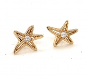 14k gold starfish diamond stud earrings