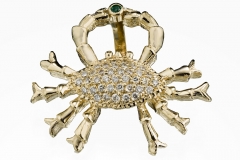 14k Gold Crab Pendant with Diamonds