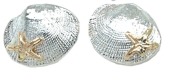 Sterling silver 14k gold clamshell earrings