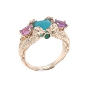 14k Gold Seahorse Ring with Paraiba and Pink Sapphires
