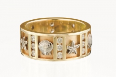 14k Gold Nautical Ring with Diamonds